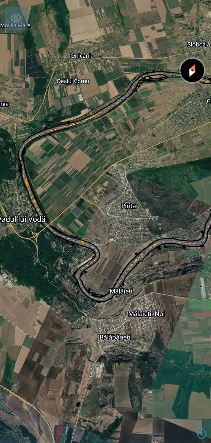 Hartă de adâncime Nistru: Dubăsari–Teiu