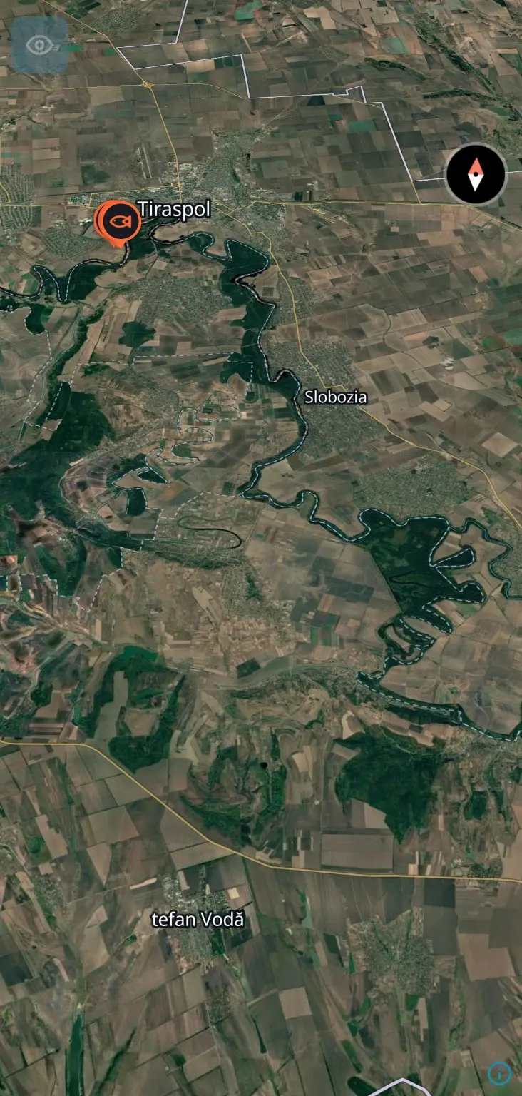 Hartă de adâncime Nistru: Gura Bîcului–Slobozia