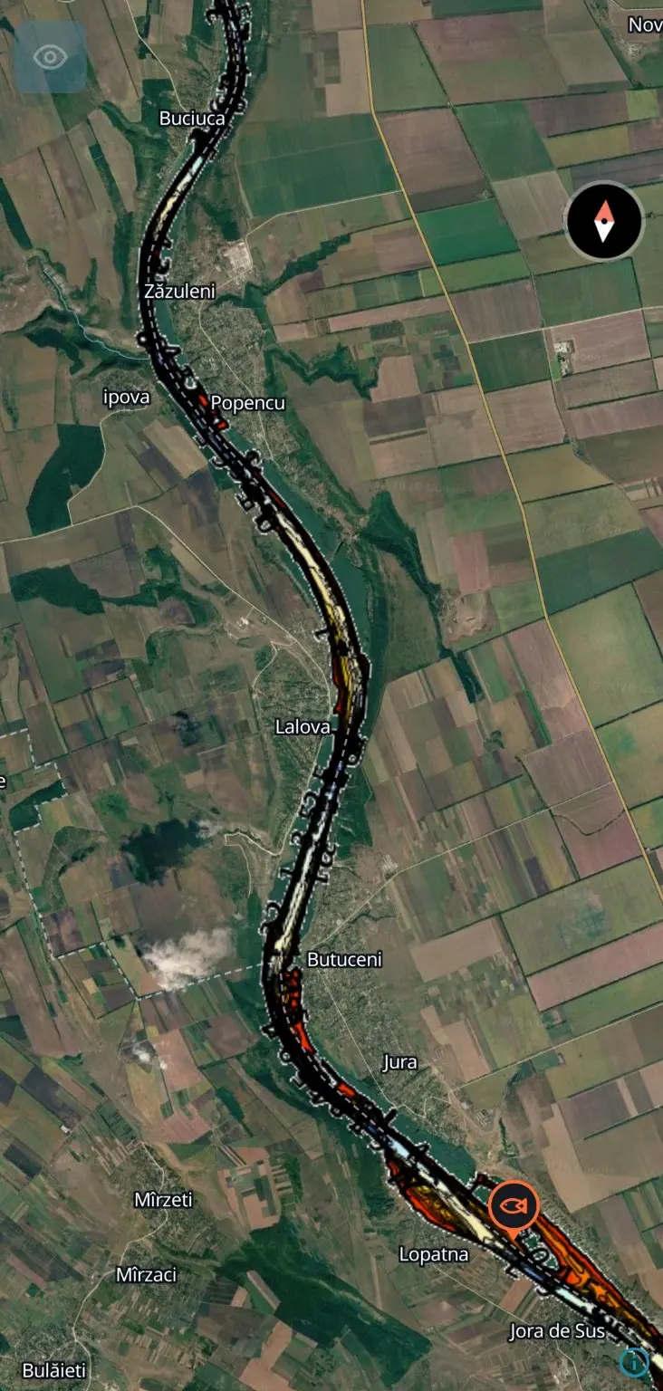 Hartă de adâncime Nistru: Lopatna–Poiana